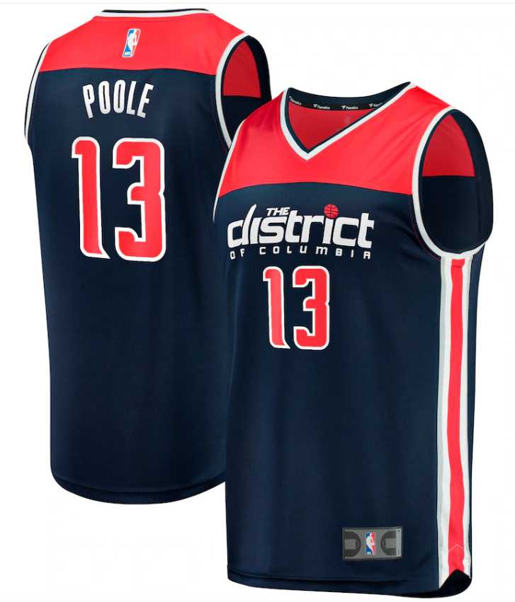 Men%27s Washington Wizards Navy #13 Jordan Poole Fast Break Statement Edition Stitched NBA Jersey Dzhi